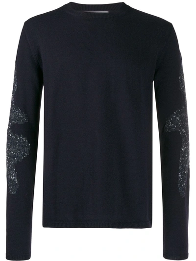 Comme Des Garçons Shirt Contrast Knit Jumper In Blue