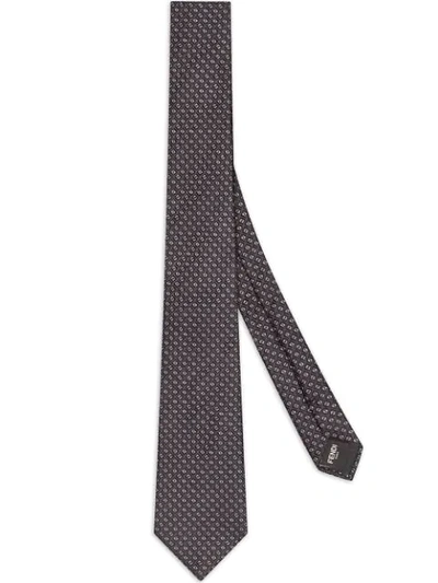 Fendi Polka Dot Print Tie In Grey