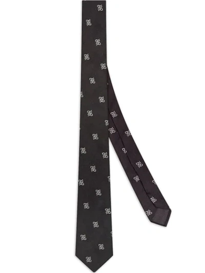 Fendi Ff Motif Silk Tie In Black
