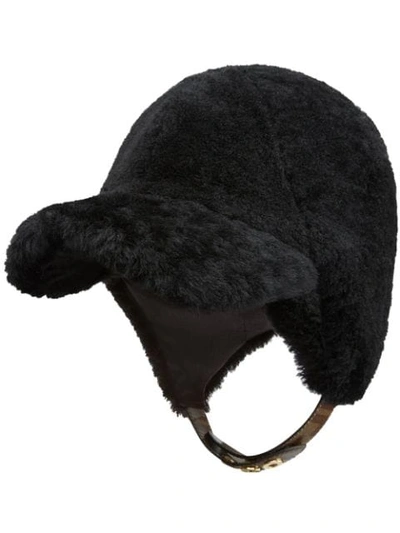 Fendi Furry Visor Helmet In Black