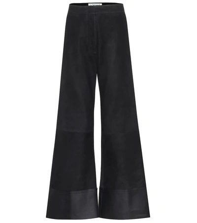 Loewe Suede And Leather Flares In Black