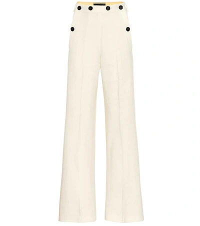 Roland Mouret Palmetto Wool-crêpe Flared Pants In White
