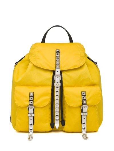 Prada Studded Detail Backpack In Yellow