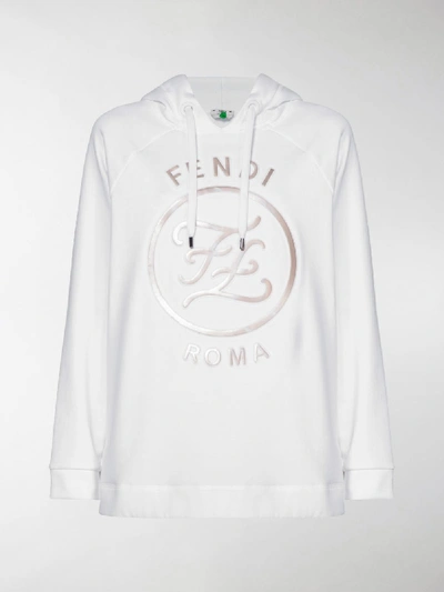 Fendi Karligrafi Logo Hoodie In White