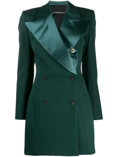 Y/project Longline Double Breasted Blazer In Green