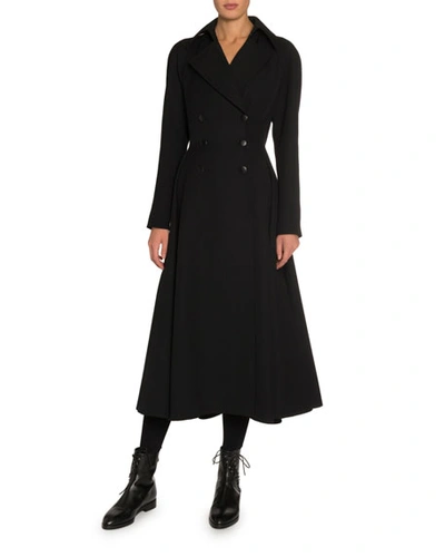 Alaïa Double-breasted Knee Length Coat In Black