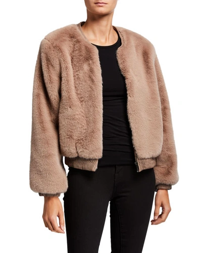 Astr Frankie Faux-fur Bomber Jacket In Taupe