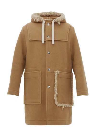 Acne Studios Shearling-trimmed Brushed Wool-blend Hooded Duffel Coat In Oversized Wool Coat