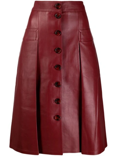 Dodo Bar Or Galina Button-through Leather Skirt In Vino