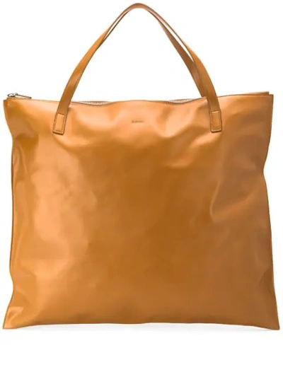 Jil Sander Oversized Smooth-leather Tote In Brown