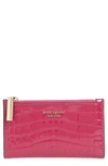 Kate Spade Sylvia Croc Embossed Leather Slim Bifold Wallet - Purple In Berry Blitz