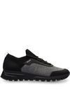 Prada Mouliné Knitted Panel Sneakers In Black