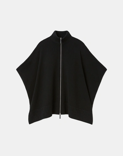 Lafayette 148 Cashmere Zip Front Poncho In Black