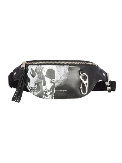 Alexander Mcqueen Harness Skull Print Bum Bag In Black