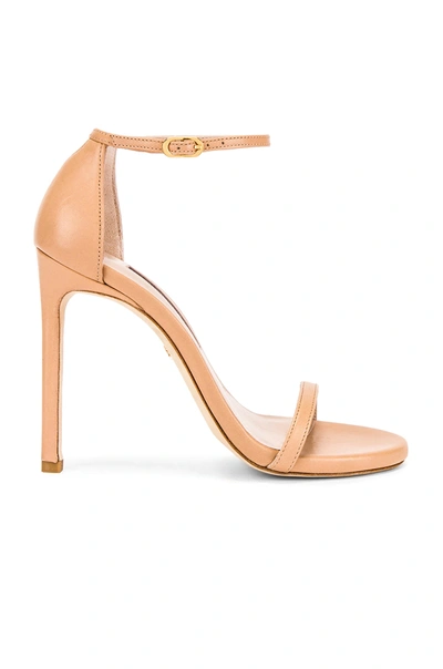 Stuart Weitzman Nudist Heel In Adobe Leather