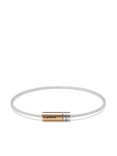 Le Gramme Cable Bracelet Le 9g Silver 925 And Yellow Gold 750 Slick Polished In Metallic