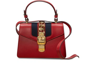 Gucci Sylvie Leather Mini Bag In H.red/brb/m.w.h.r.ma
