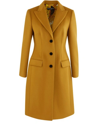 Dolce & Gabbana Wool Coat In Yellow