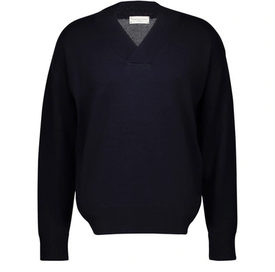 Dries Van Noten Tartar Merino Wool Jumper In Navy