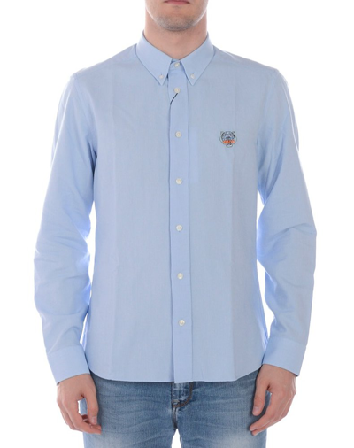 Kenzo Tiger-motif Long-sleeve Shirt In Light Blue