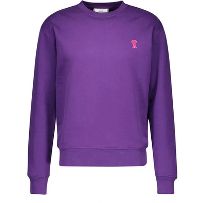 Ami Alexandre Mattiussi Cotton Heart Sweatshirt In Violet