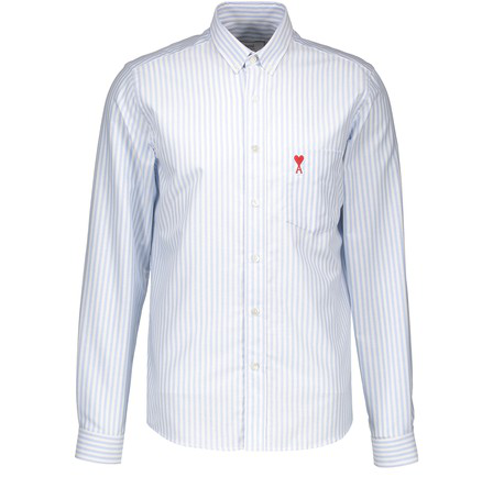 Ami Alexandre Mattiussi Cotton Shirt In Bleu Blanc | ModeSens