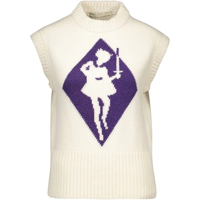 Stefan Cooke Sleeveless Sweater In Ecru Purple