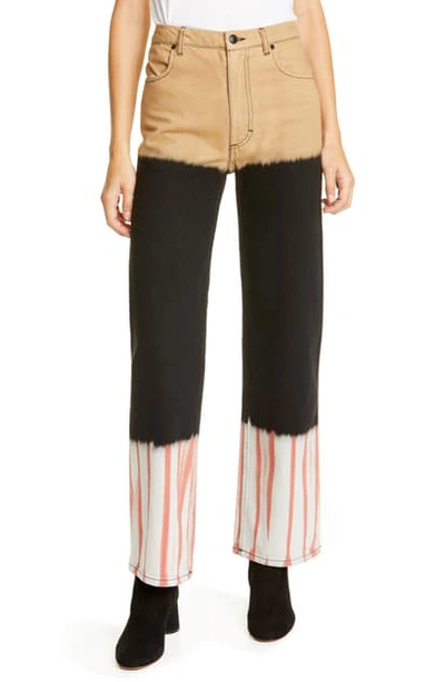 Eckhaus Latta Stack Dyed Wide Leg Jeans In Tri-stacked