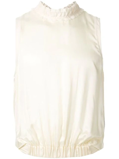 Ann Demeulemeester Ruffled Neck Tank Top In White