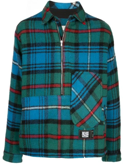 We11 Done English Check Anorak Shirt In Blue