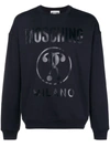 Moschino Logo Lettering Sweatshirt In Black In Blue