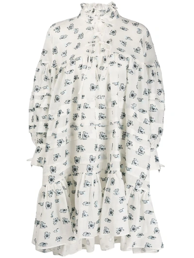 Cecilie Bahnsen Macy Floral Mini Dress In White