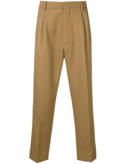 Ami Alexandre Mattiussi High-waisted Pleated Trousers In Brown