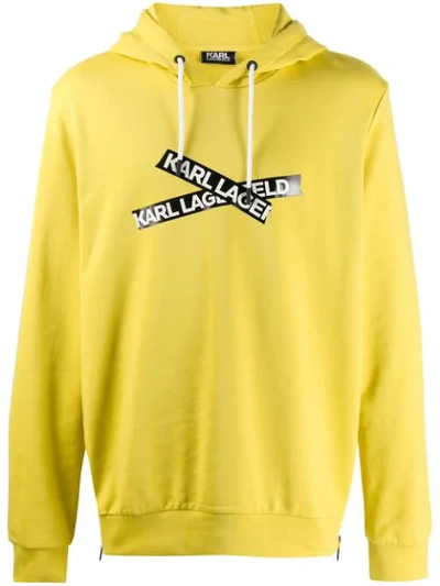 Karl Lagerfeld Logo Print Hoodie In Yellow
