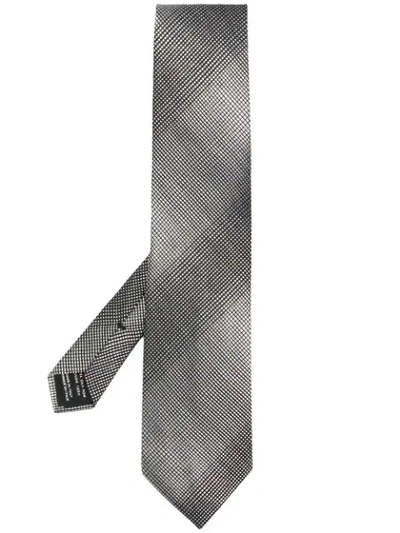 Tom Ford Checked Woven Tie In Grey