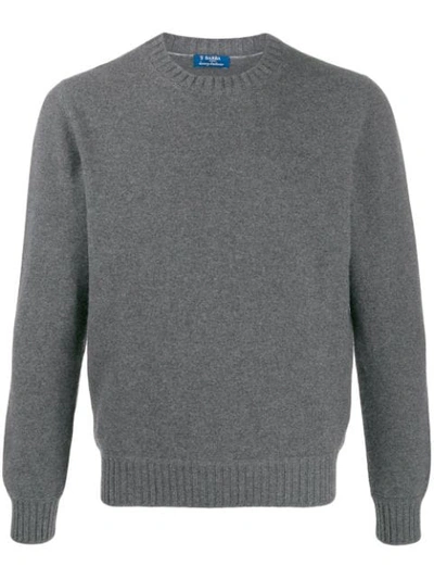 Barba Napoli Rib-trimmed Cashmere Jumper In Grey