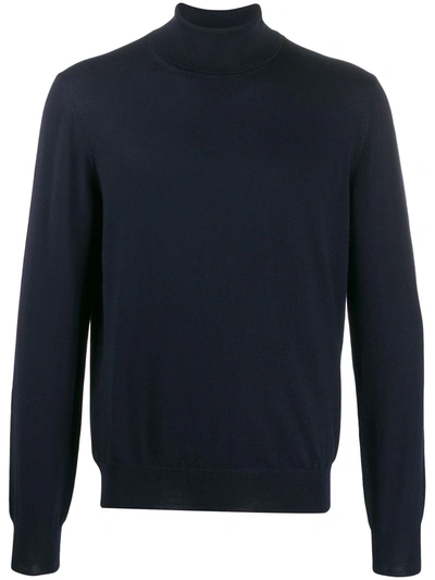 Barba Knitted Rollneck In Blue