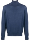 Barba Knitted Roll Neck In Blue