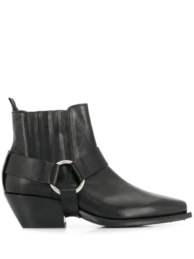 Vic Matie Removable Strap Beatle Boots In 101 Black