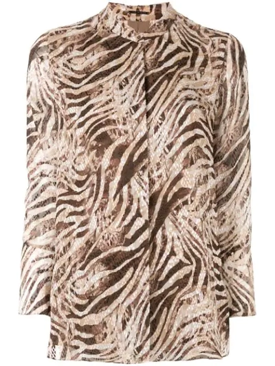 Elie Tahari 'chava' Animal Print Blouse In Brown