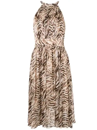 Elie Tahari Dominica Animal Print Halter Dress In Brown