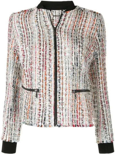 Elie Tahari Brooke Frayed Tweed Jacket In Multicolour