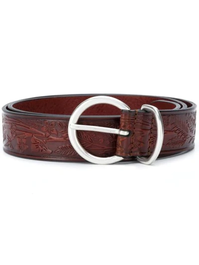 Anderson's Floral Textured Belt In Brown