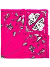 Alexander Mcqueen Skull And Butterfly Print Scarf In 5678 Fushia