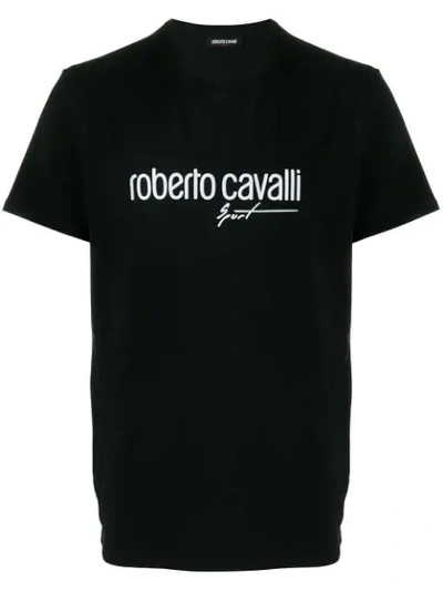 Roberto Cavalli Printed Logo T In Black