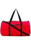 Msgm Logo Print Duffle Bag In Red