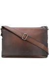 Orciani Burnished Leather Messenger Bag In Brown