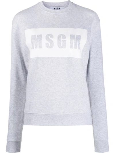 Msgm Box Logo Print Sweater In Grey