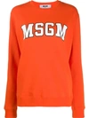 Msgm College Logo Print Sweater In Orange