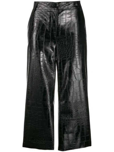 Brognano Croc Embossed Cropped Trousers In Black
